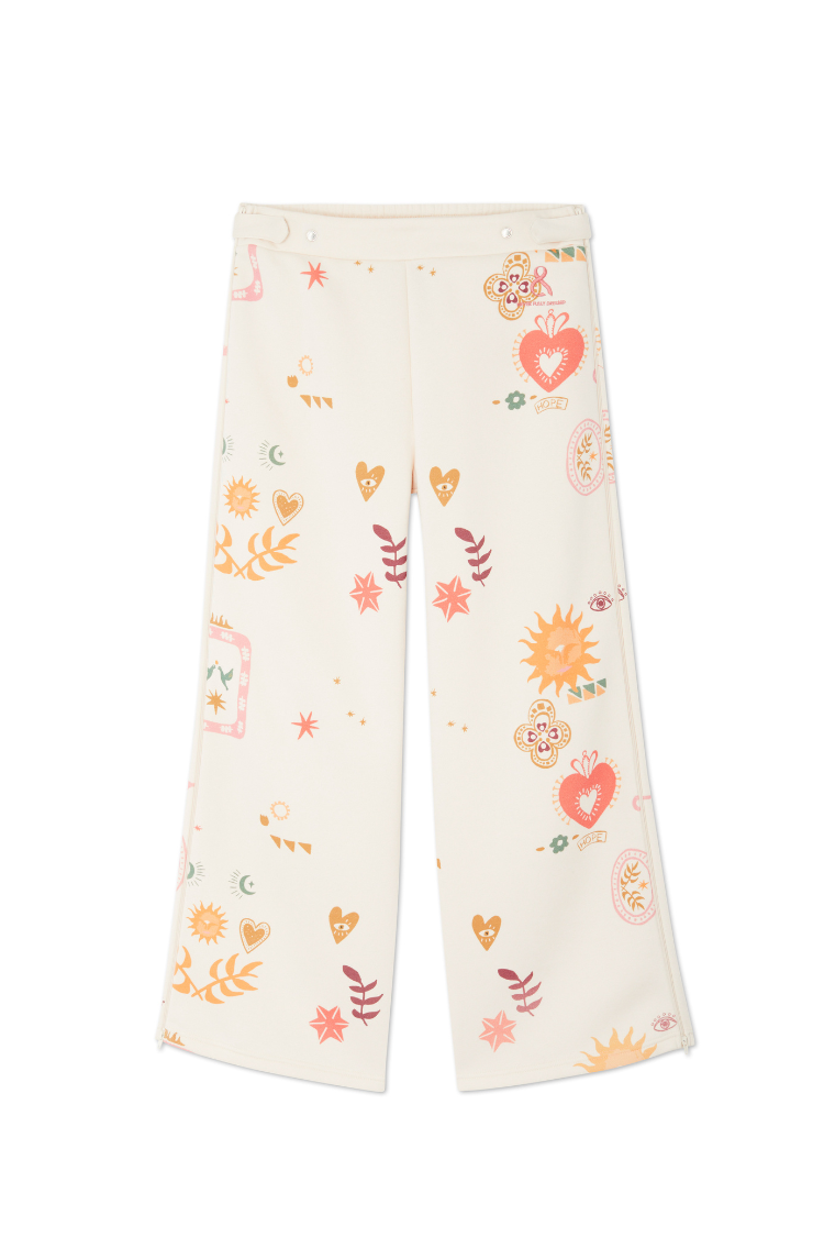 NEVER FULLY DRESSED Cream Sundazed Wide Leg Accessible Joggers