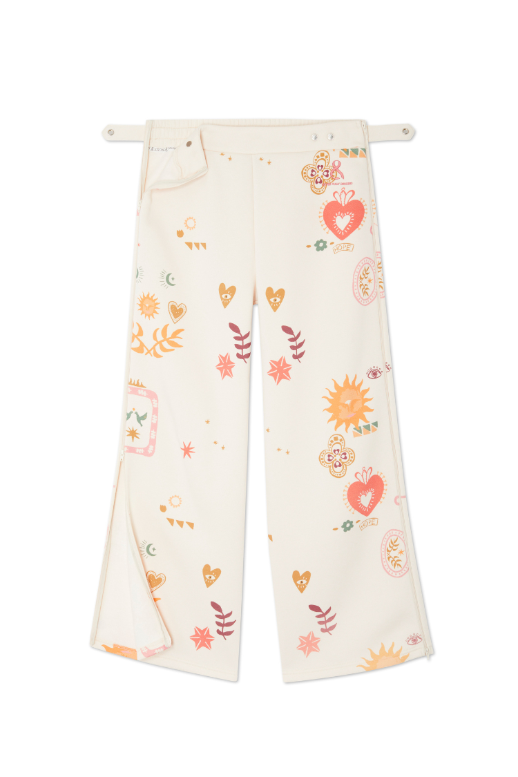 NEVER FULLY DRESSED Cream Sundazed Wide Leg Accessible Joggers