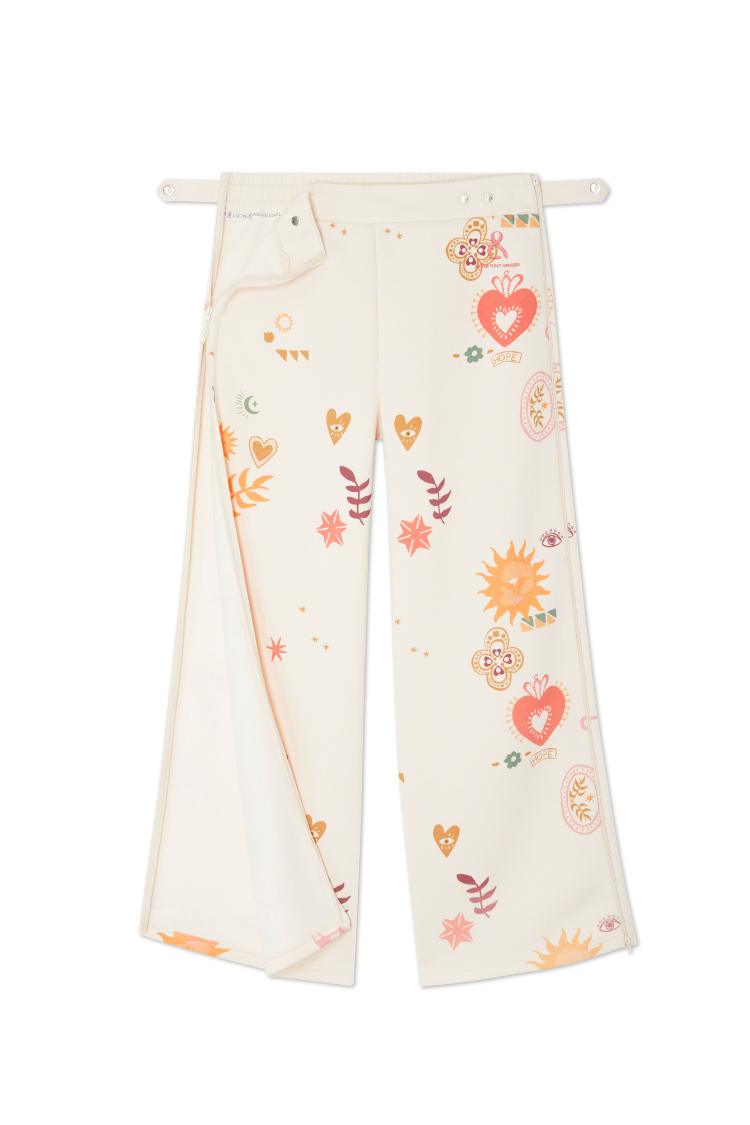 NEVER FULLY DRESSED Cream Sundazed Wide Leg Accessible Joggers
