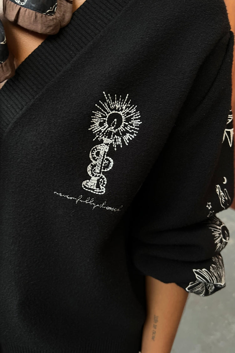 NEVER FULLY DRESSED Black Tarot Cardigan
