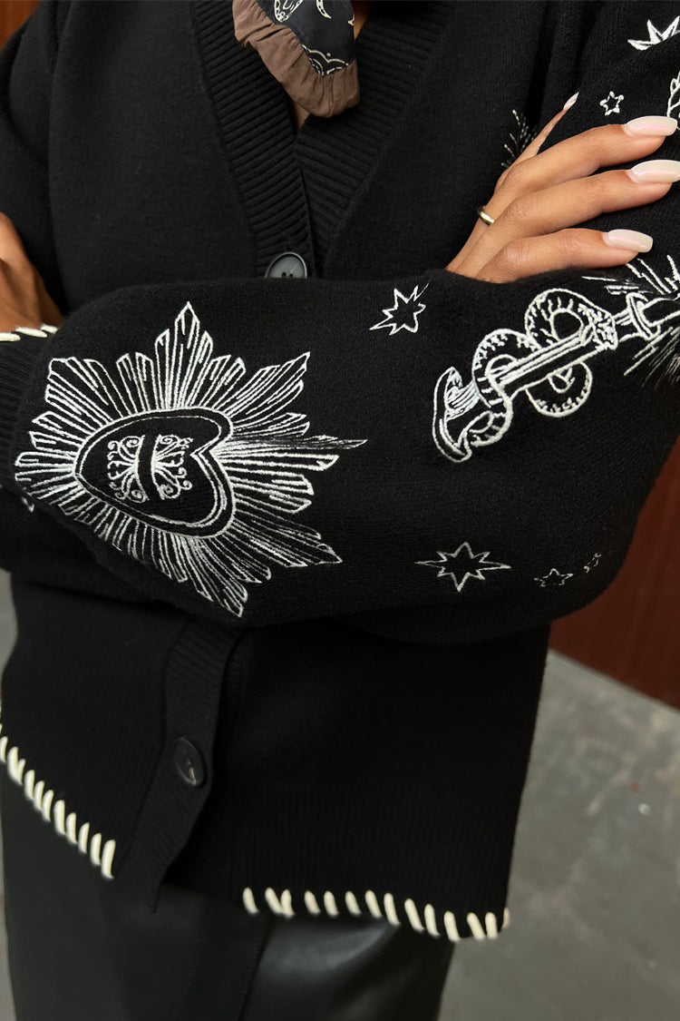 NEVER FULLY DRESSED Black Tarot Cardigan