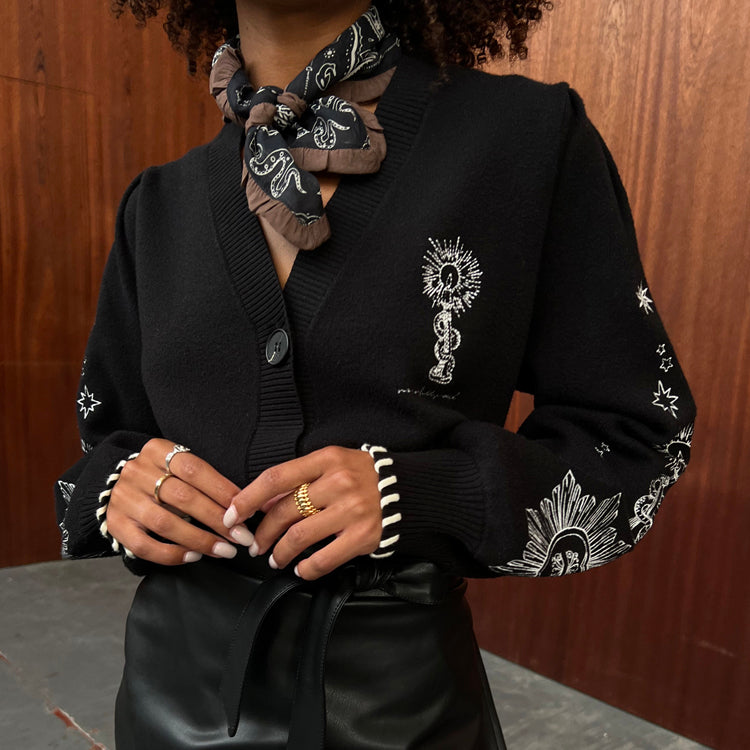 NEVER FULLY DRESSED Black Tarot Cardigan