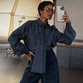 NEVER FULLY DRESSED Blue Tartan Shirt With Bow