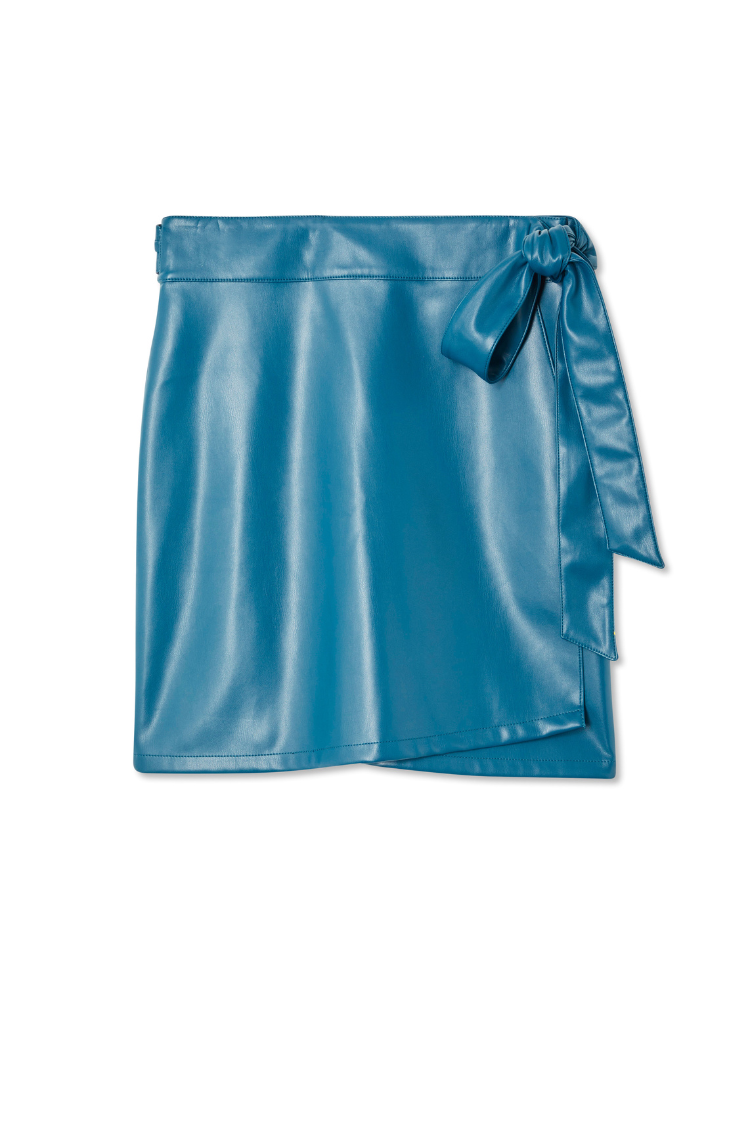 NEVER FULLY DRESSED Teal Vegan Leather Mini Jaspre Skirt