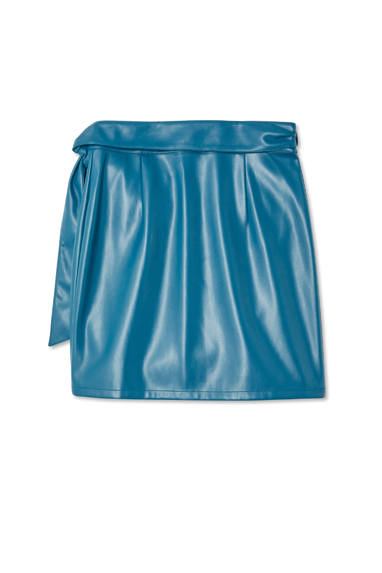 NEVER FULLY DRESSED Teal Vegan Leather Mini Jaspre Skirt