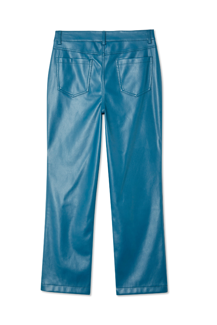 NEVER FULLY DRESSED Teal Vegan Leather Trousers