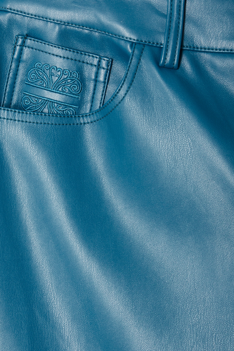 NEVER FULLY DRESSED Teal Vegan Leather Trousers
