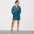 NEVER FULLY DRESSED Teal Vegan Leather Mini Jaspre Skirt Petite