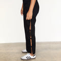 NEVER FULLY DRESSED Black Cotton Linen Tie Side Trousers