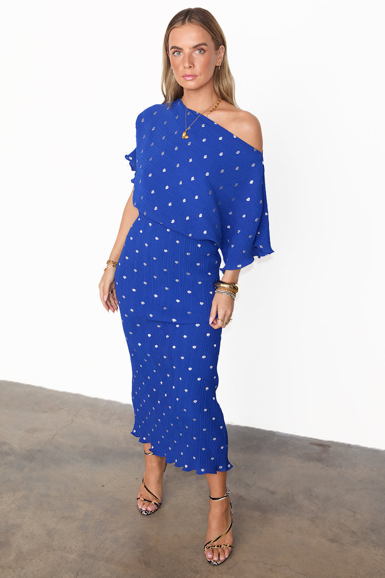 NEVER FULLY DRESSED Blue Tilly Plisse Dress