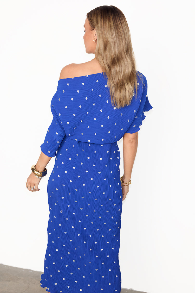 NEVER FULLY DRESSED Blue Tilly Plisse Dress