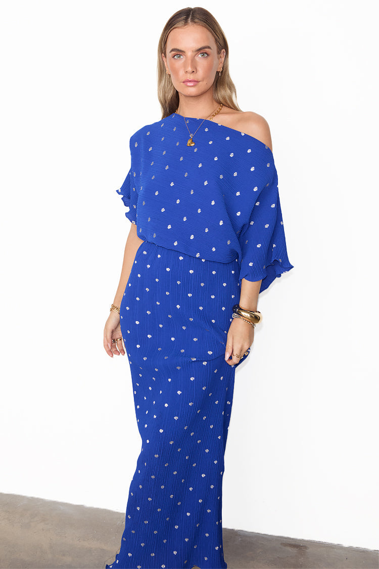 NEVER FULLY DRESSED Blue Tilly Plisse Dress