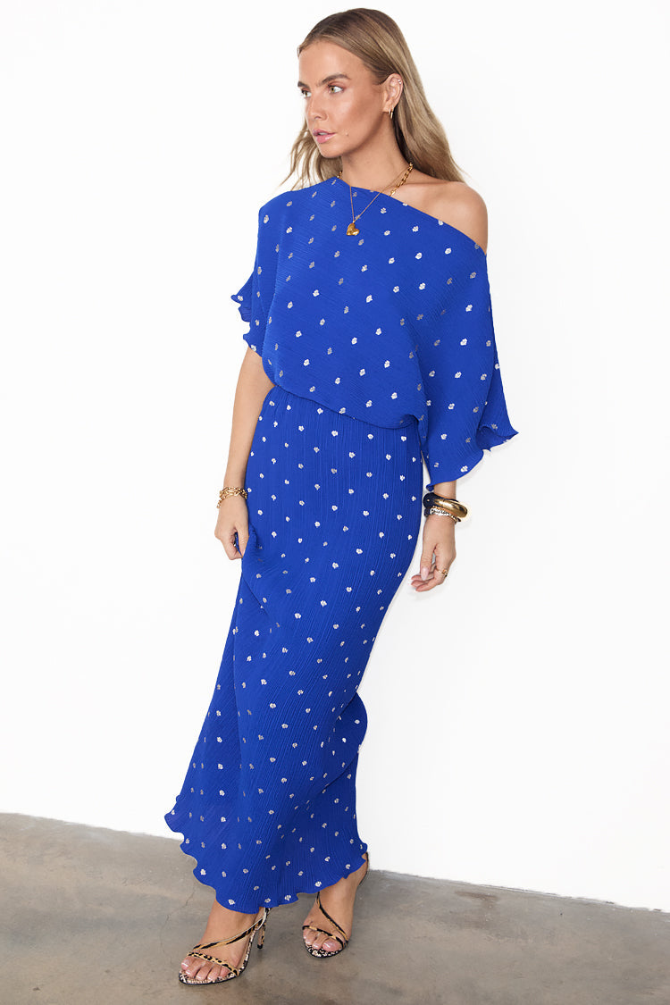 NEVER FULLY DRESSED Blue Tilly Plisse Dress