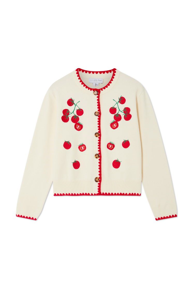 NEVER FULLY DRESSED Tomato Embroidered Cardi