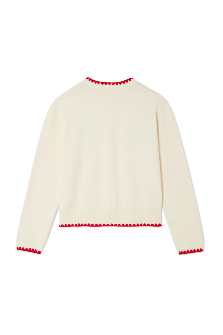 NEVER FULLY DRESSED Tomato Embroidered Cardi