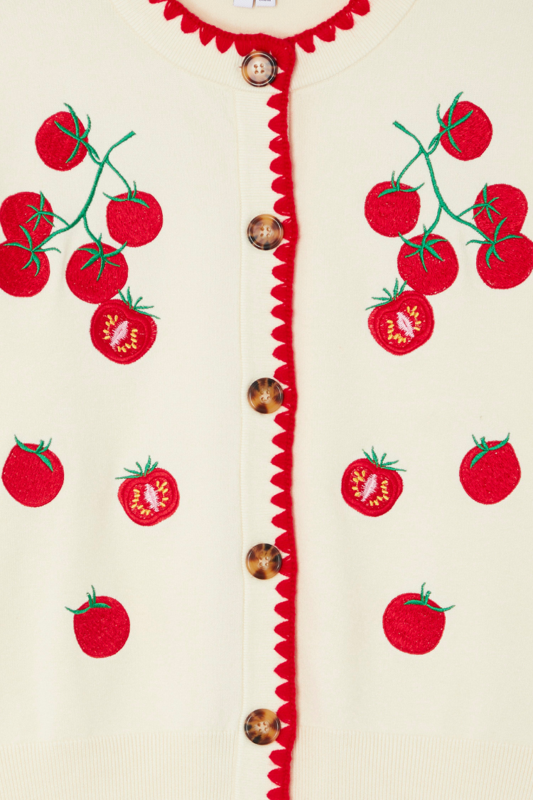 NEVER FULLY DRESSED Tomato Embroidered Cardi