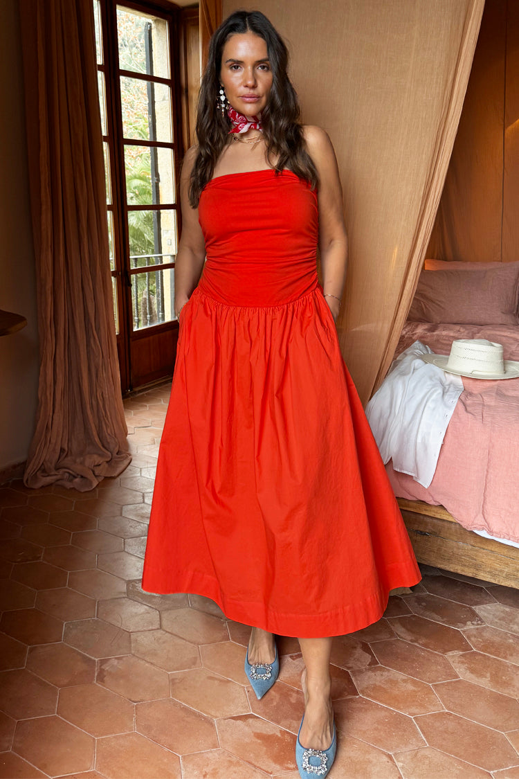 NEVER FULLY DRESSED Tomato Lola Mid-axi Dress