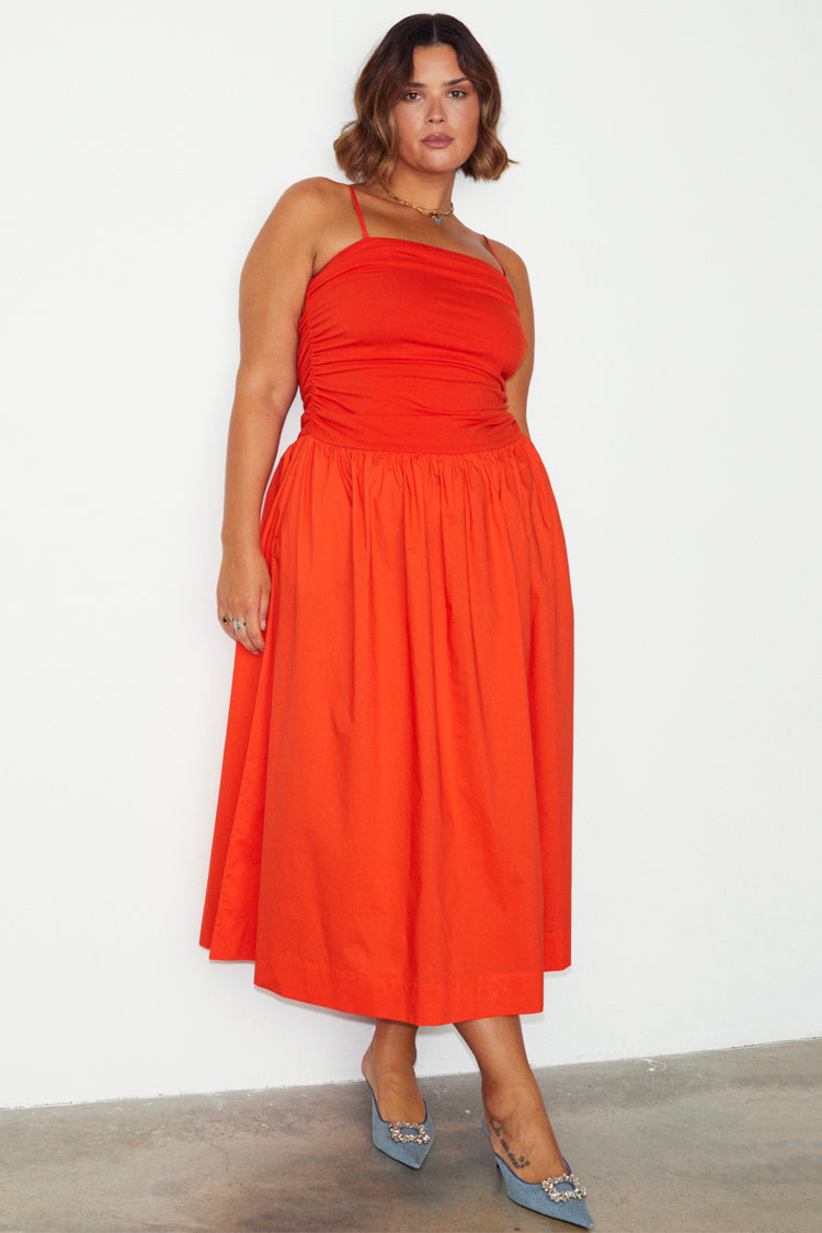 NEVER FULLY DRESSED Tomato Lola Mid-axi Dress