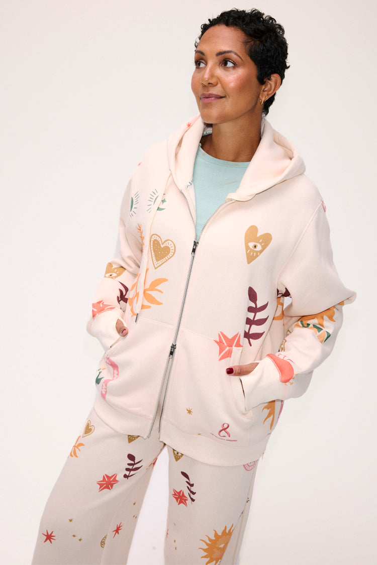 NEVER FULLY DRESSED Cream Sundazed Accessible Hoodie