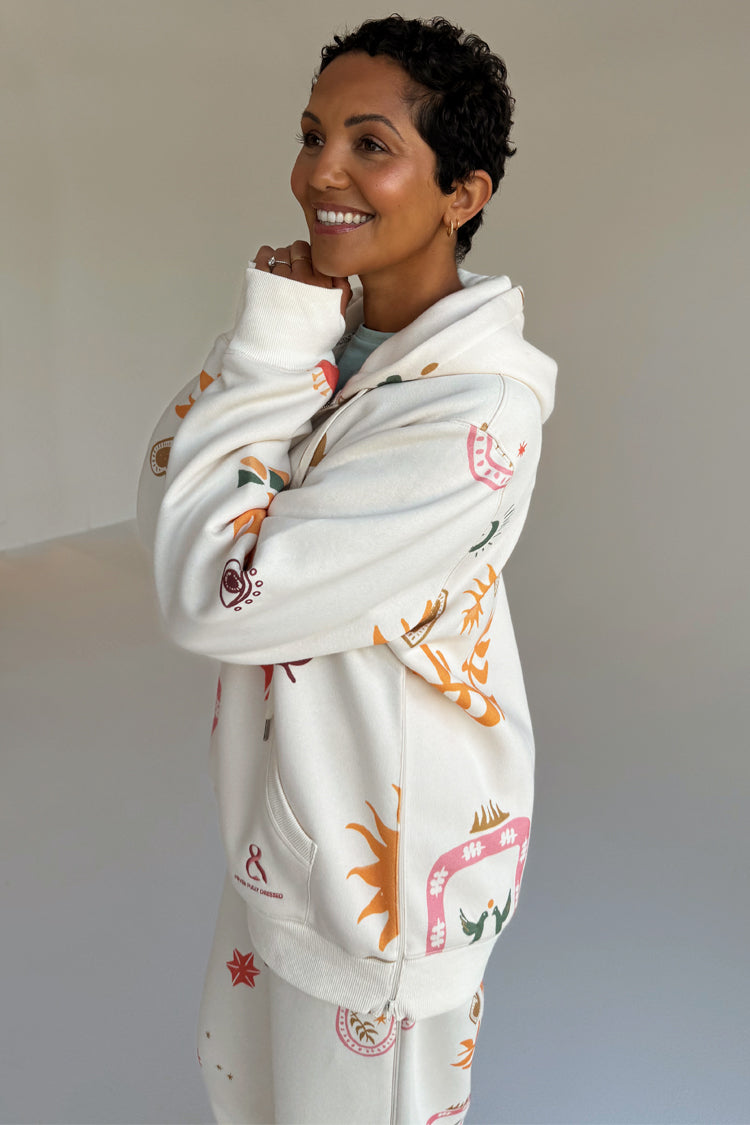 NEVER FULLY DRESSED Cream Sundazed Accessible Hoodie