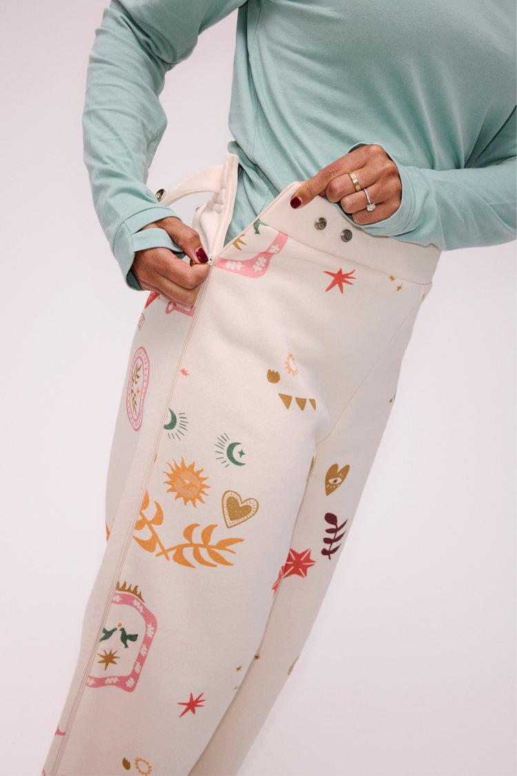 NEVER FULLY DRESSED Cream Sundazed Wide Leg Accessible Joggers