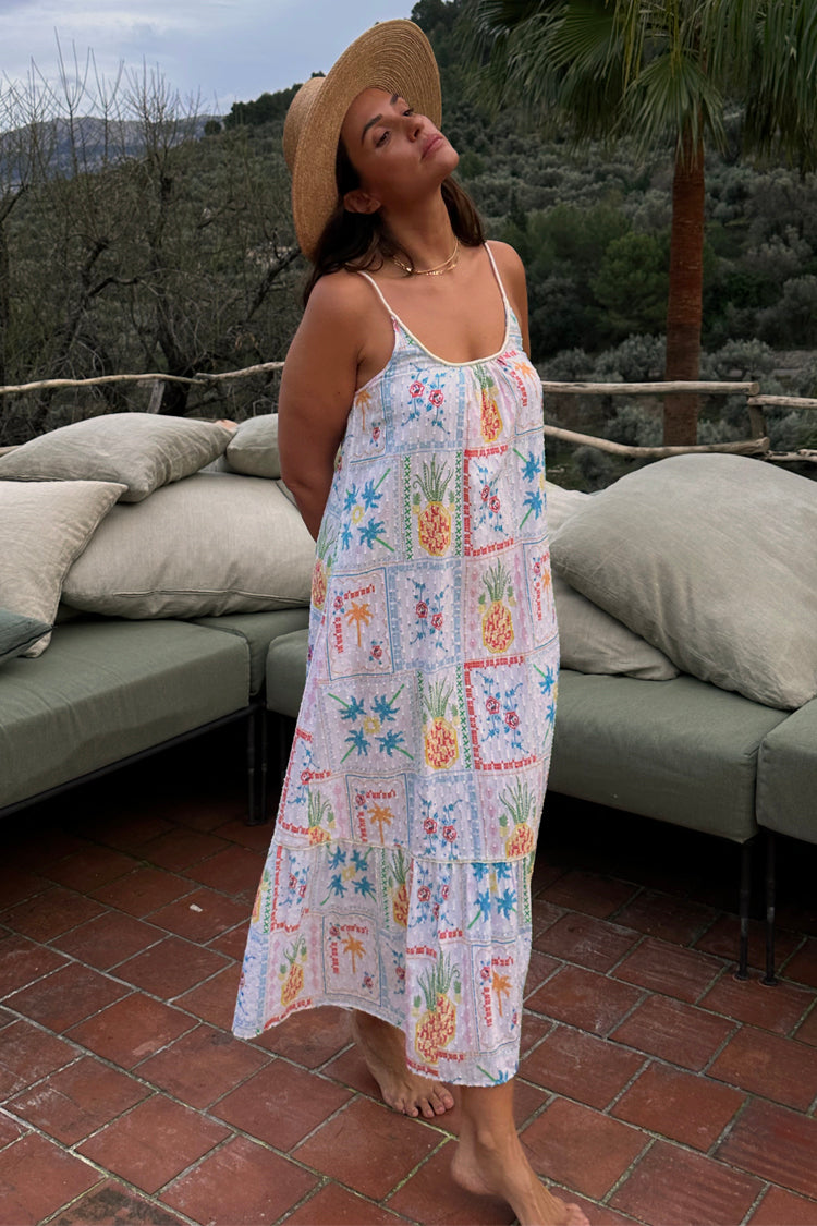 NEVER FULLY DRESSED White Island Cross Stitch Maxi Dress