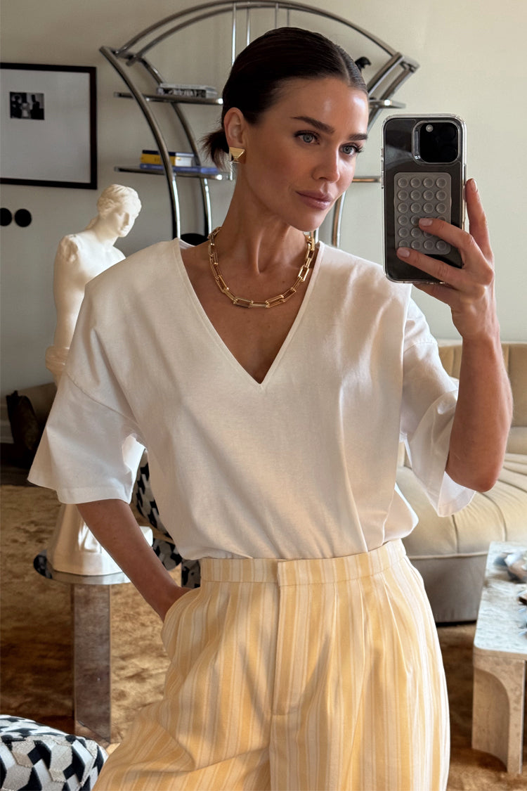 NEVER FULLY DRESSED White T Shirt With Shoulder Pads