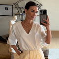 NEVER FULLY DRESSED White T Shirt With Shoulder Pads