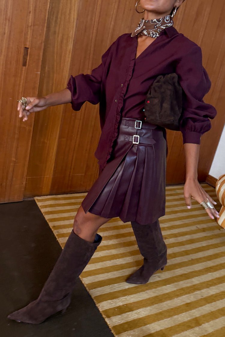 NEVER FULLY DRESSED Wine Mini Kilt Skirt
