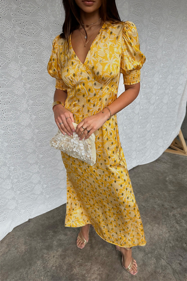 NEVER FULLY DRESSED Yellow Mosaic May Dress