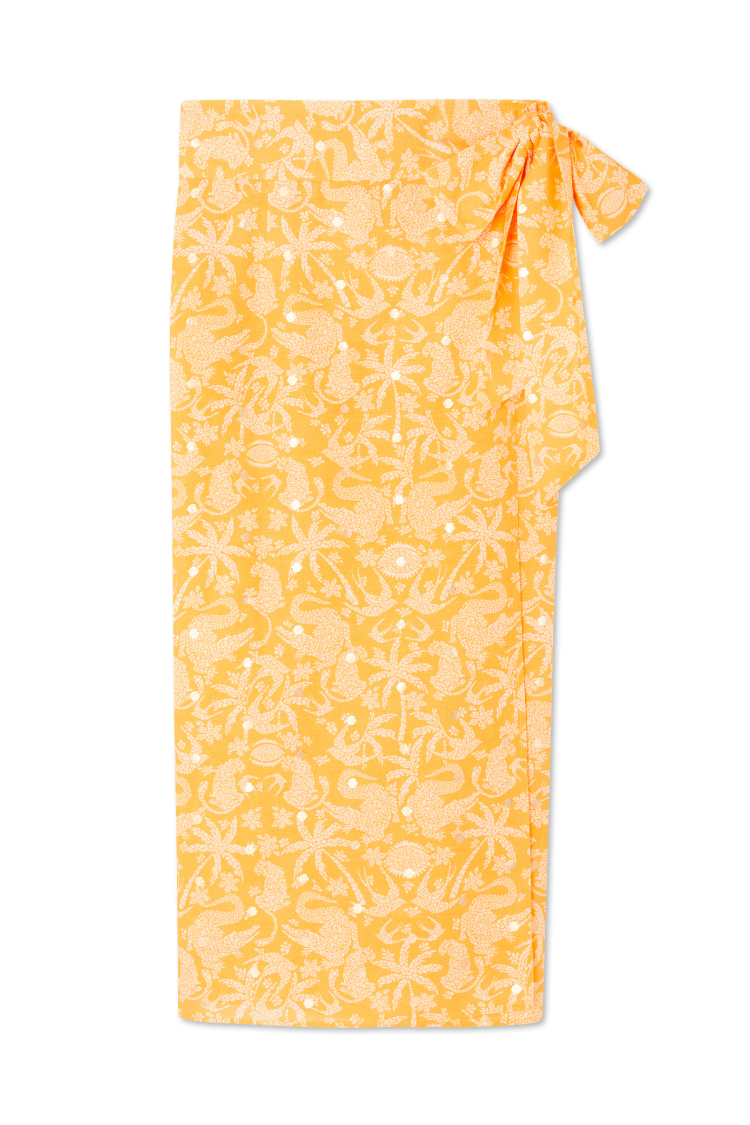 NEVER FULLY DRESSED Yellow Cotton Linen Mosaic Jaspre Skirt