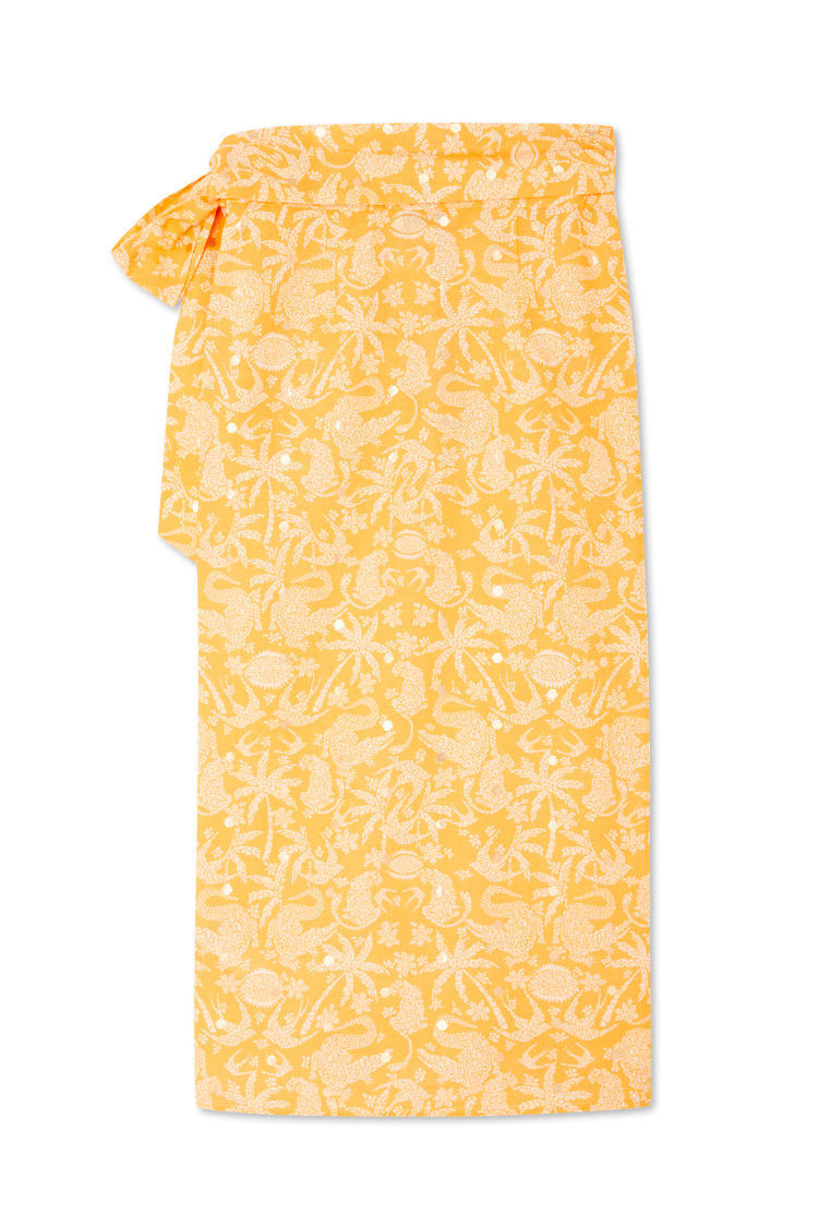NEVER FULLY DRESSED Yellow Cotton Linen Mosaic Jaspre Skirt