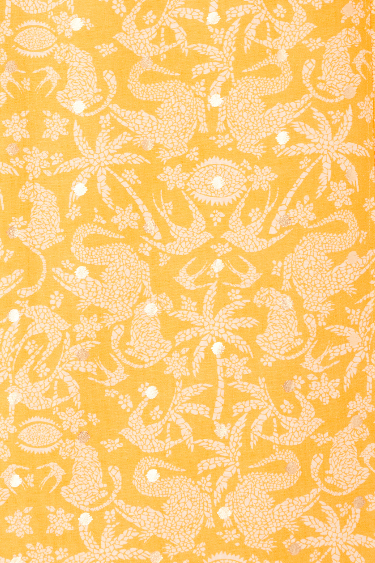 NEVER FULLY DRESSED Yellow Cotton Linen Mosaic Jaspre Skirt