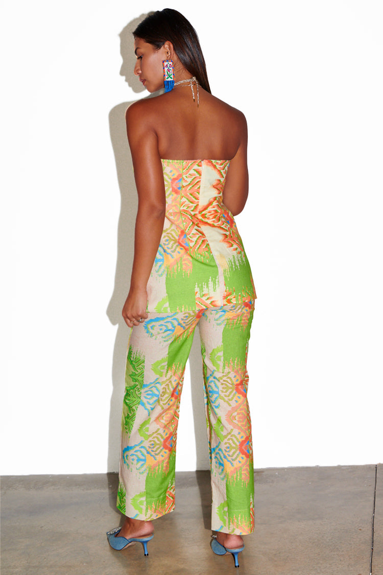 NEVER FULLY DRESSED Green Abstract Sol Bandeau Top