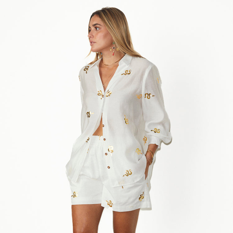 NEVER FULLY DRESSED Gold Snake Miley Shirt