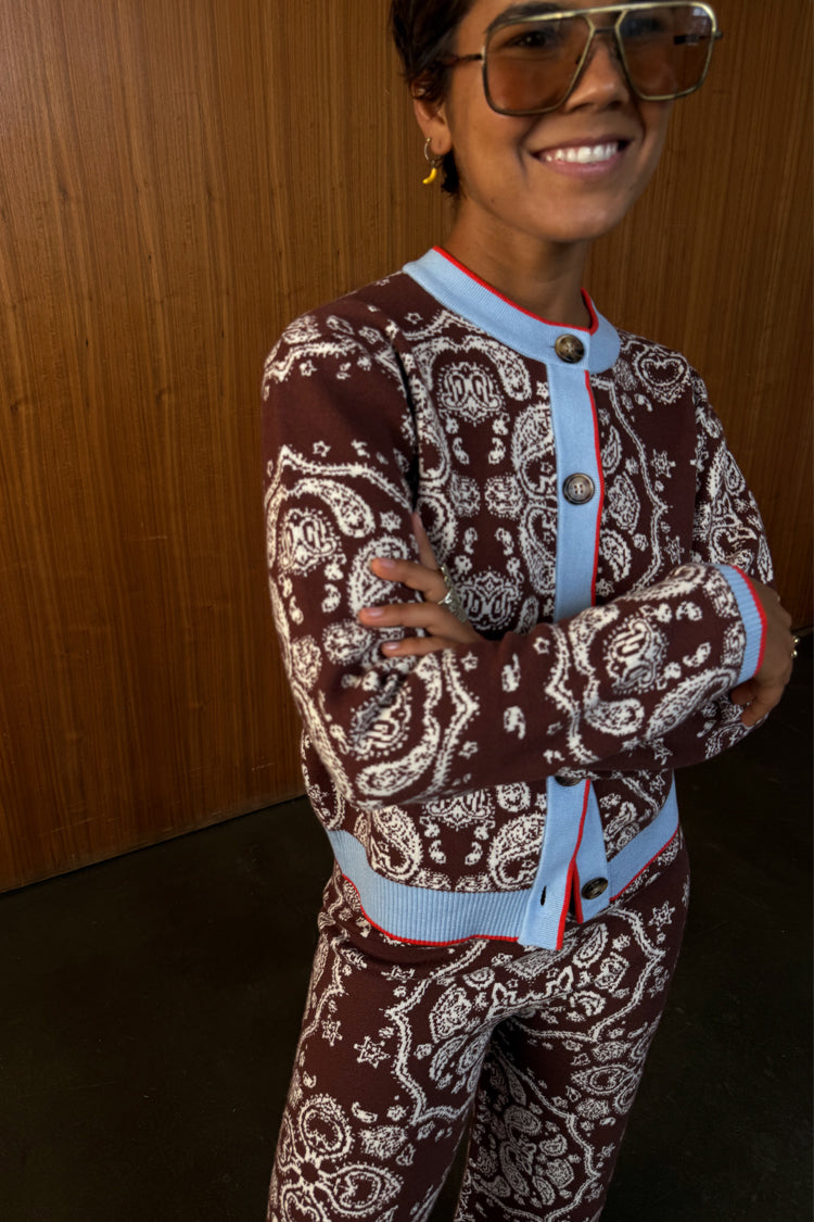 NEVER FULLY DRESSED Chocolate Bandana Holly Cardigan