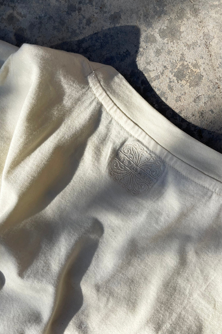 NEVER FULLY DRESSED Cream Beaded Logo T-shirt