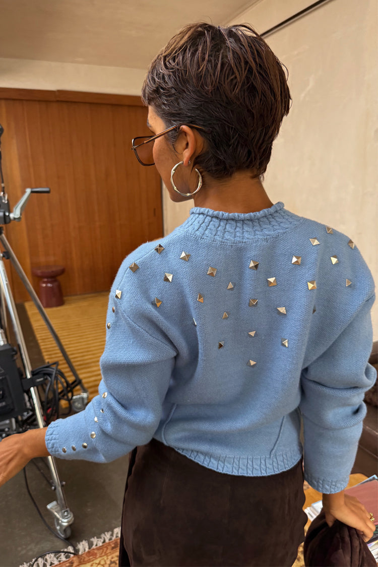 NEVER FULLY DRESSED Ice Blue Studded Cardigan