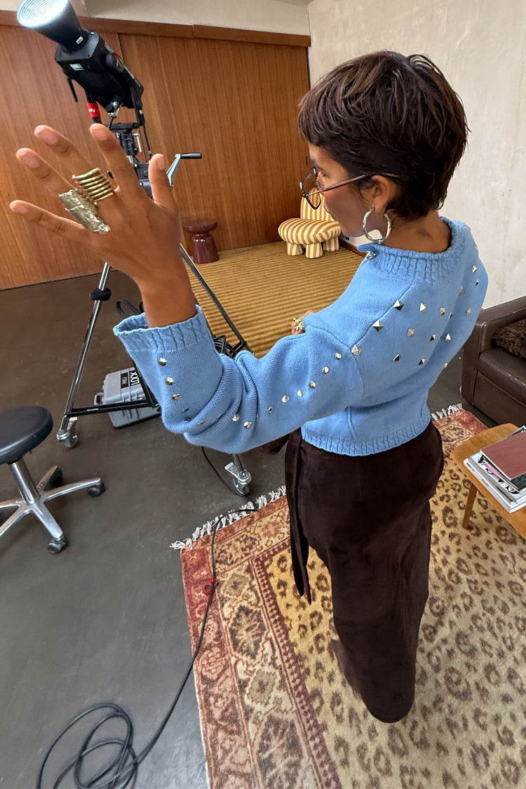 NEVER FULLY DRESSED Ice Blue Studded Cardigan