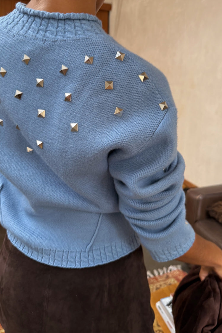 NEVER FULLY DRESSED Ice Blue Studded Cardigan