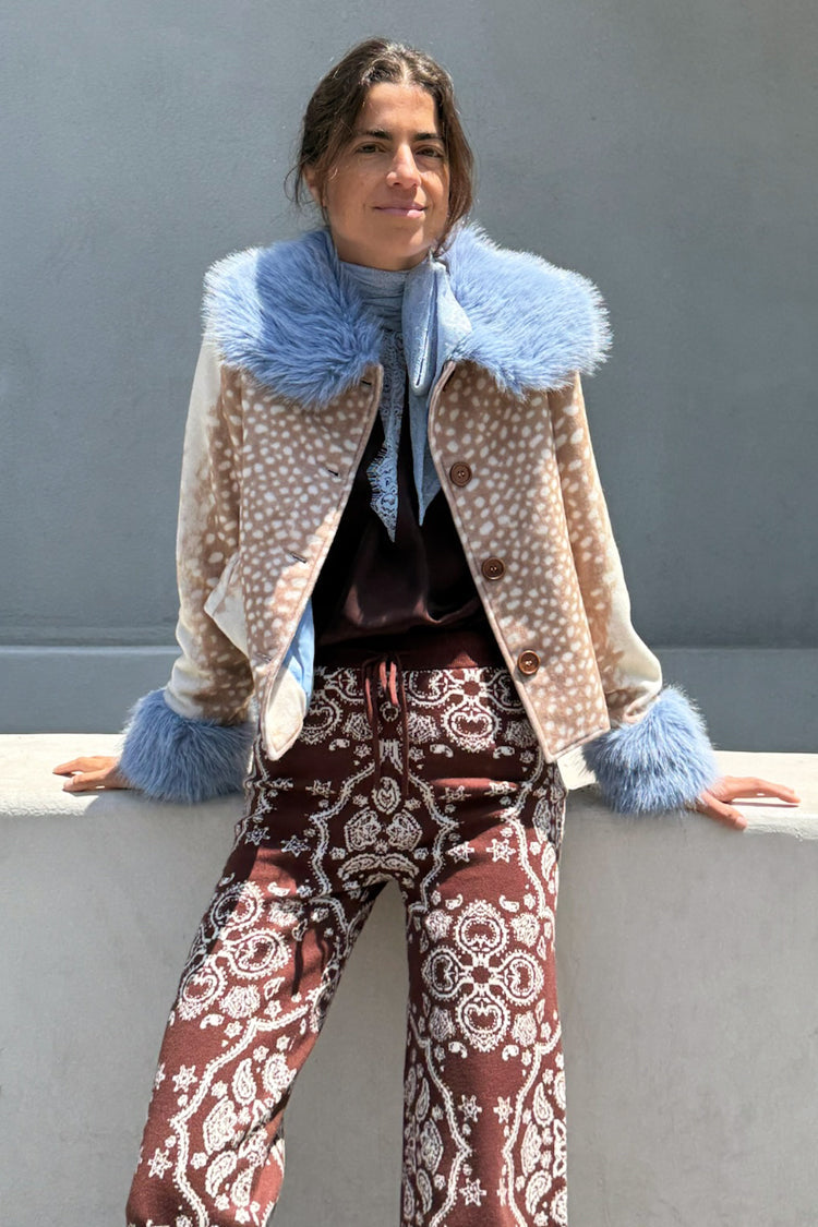 NEVER FULLY DRESSED Chocolate Blue Lace Top