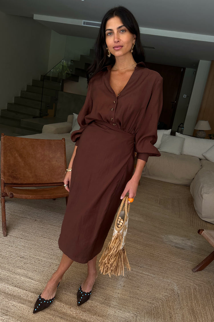  Chocolate Midi Miley Shirt Dress