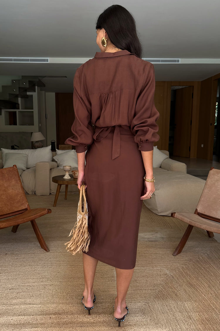  Chocolate Midi Miley Shirt Dress