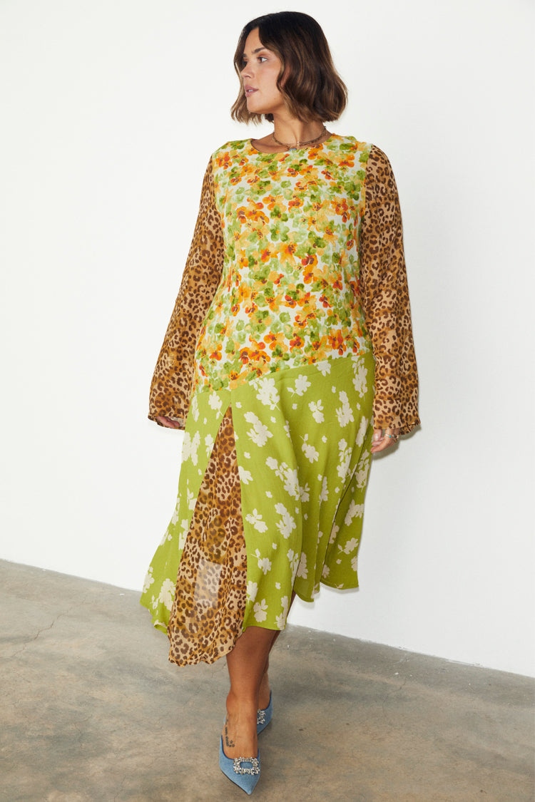 NEVER FULLY DRESSED Floral And Leopard Blair Dress