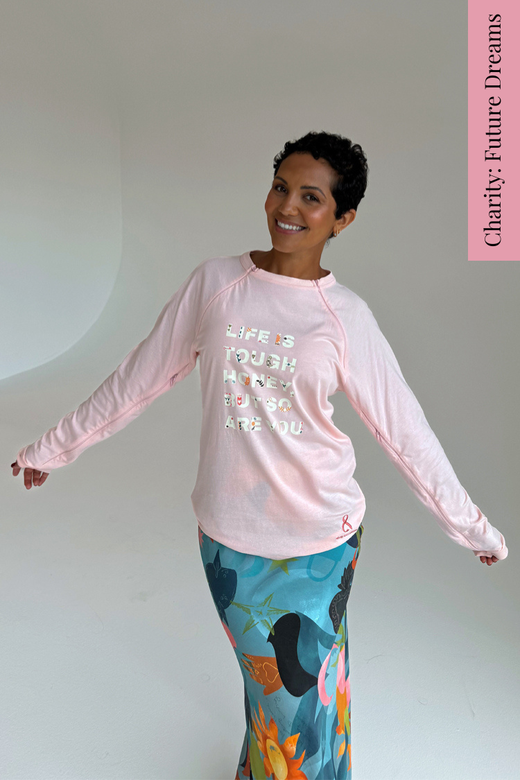 NEVER FULLY DRESSED Pink Life Is Tough Long Sleeve Accessible T-Shirt