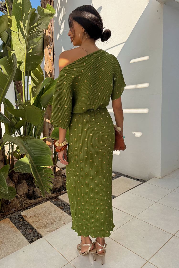 NEVER FULLY DRESSED Khaki Plisse Tilly Dress