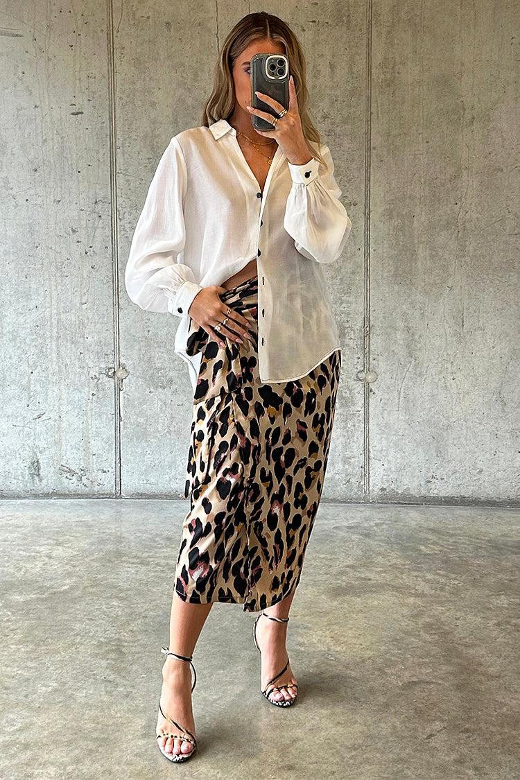 NEVER FULLY DRESSED Brown Leopard Jaspre Skirt