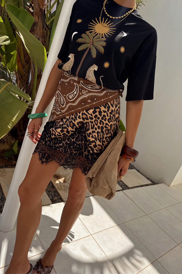 NEVER FULLY DRESSED Leopard Lace Maeva Skirt