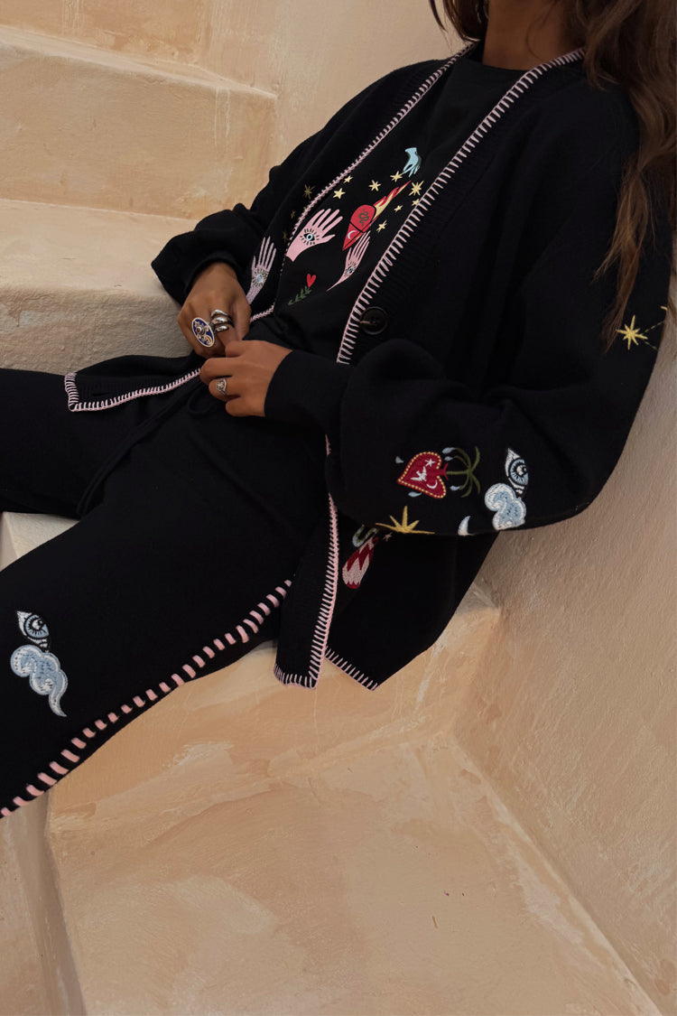 NEVER FULLY DRESSED Black Night Garden Knit Cardigan
