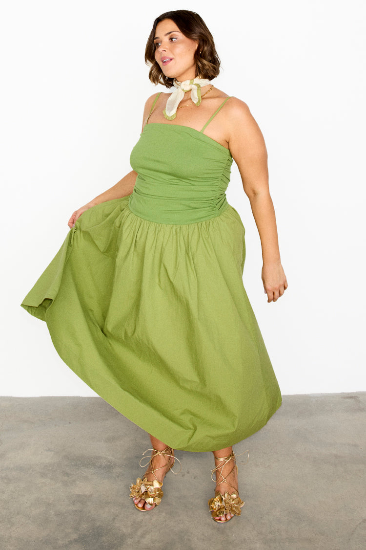 NEVER FULLY DRESSED Olive Lola Mid-axi Dress